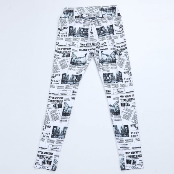 YBPD-0002,European gradual change four needle six line digital printing newspaper yoga tight ninth women pant - Image 3