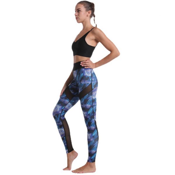 YBPD-0003,wholesale factory four needle six line digital printing yoga pants buttock high waist mesh women leggings - Image 8