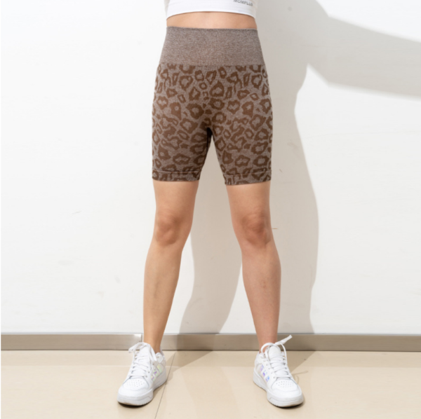 YJBD-0002,European leopard print buttock fitness shorts high waist tight yoga shorts running butt tight pants - Image 3