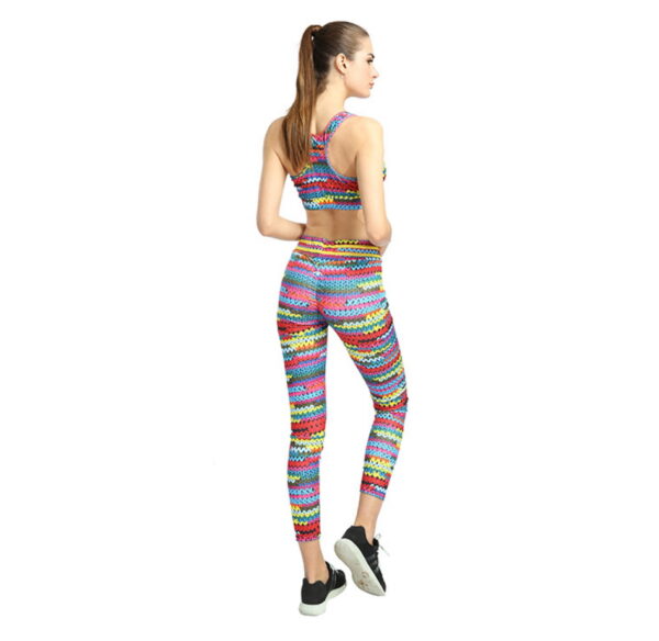 YBPD-0020,European  American popular four needle six line printing yoga leggings  buttock lifting high waist yoga pants - Image 4