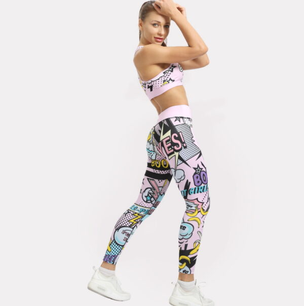 YBPD-0024,factory wholesale European American four needle six line digital lovely printing yoga high waist leggings - Image 7