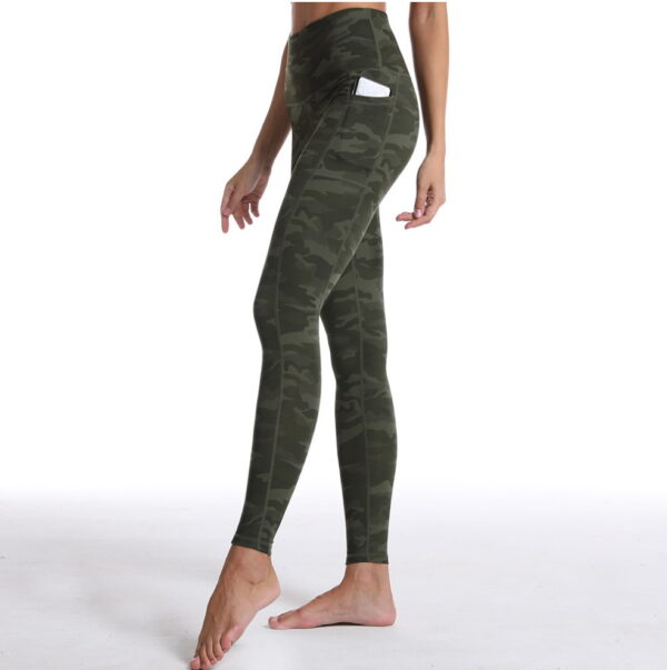 YBPD-0028,pocket yoga pants European camouflage printed hip lift high waist sports yoga leggings - Image 3