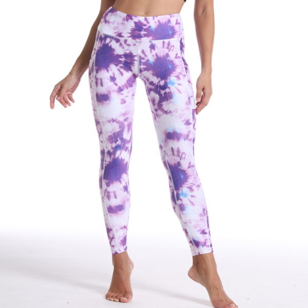 YBPD-0030，yoga pants new explosive style tie-dye printing yoga high waist pocket yoga pants ninth leggings - Image 6