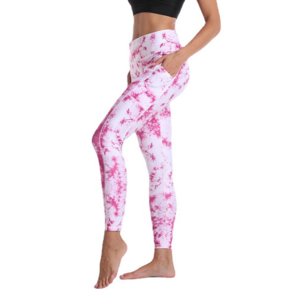 YBPD-0030，yoga pants new explosive style tie-dye printing yoga high waist pocket yoga pants ninth leggings - Image 5