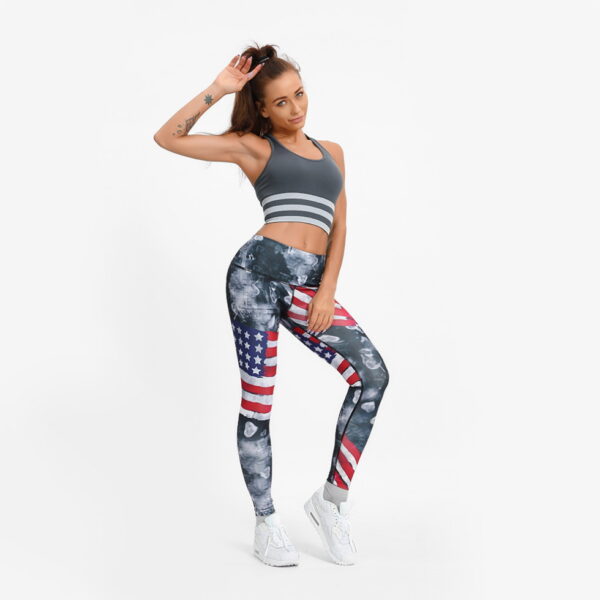 YBPD-0041,manufacturers European four needle six line digital American flag printing circle yoga tight women pants