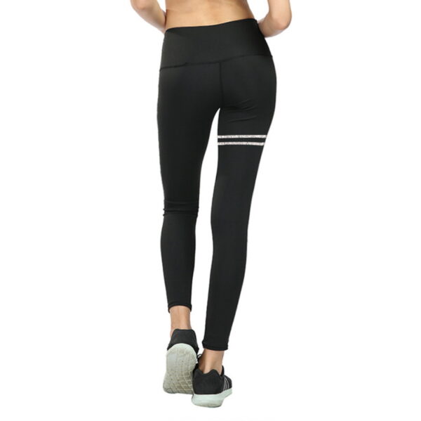 YBPD-0043,factory European new double ring bronzing silver printing leggings hip lift stretch high waist women yoga pants - Image 4