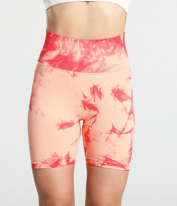 YJBD-0006,factory tie dye yoga suit shorts women fitness suit comfortable high waist stretch tight yoga pants  shorts - Image 2