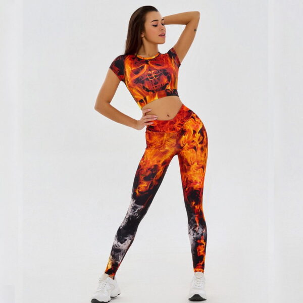 YBPD-0007,wholesale factory European foreign trade happy printing yoga buttock high waist leggings suit