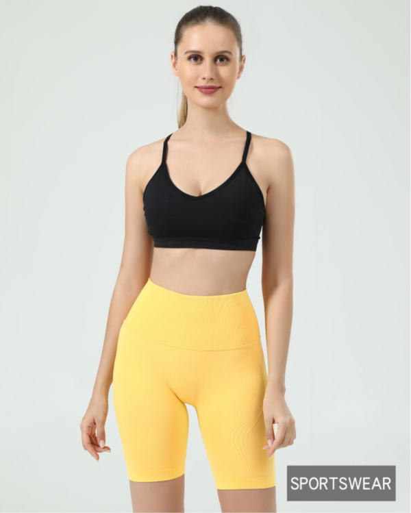 YJBD-0009,factory wholesale  Women high waist  tight sweatpants seamless butt yoga fifth pants - Image 2