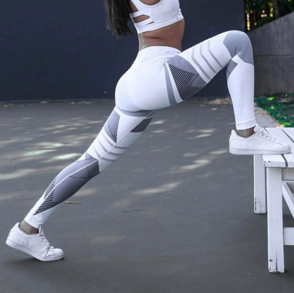 YQHD-0014,China printed European  American fitness pants high elastic tight sports pants yoga pants breathable pants - Image 3