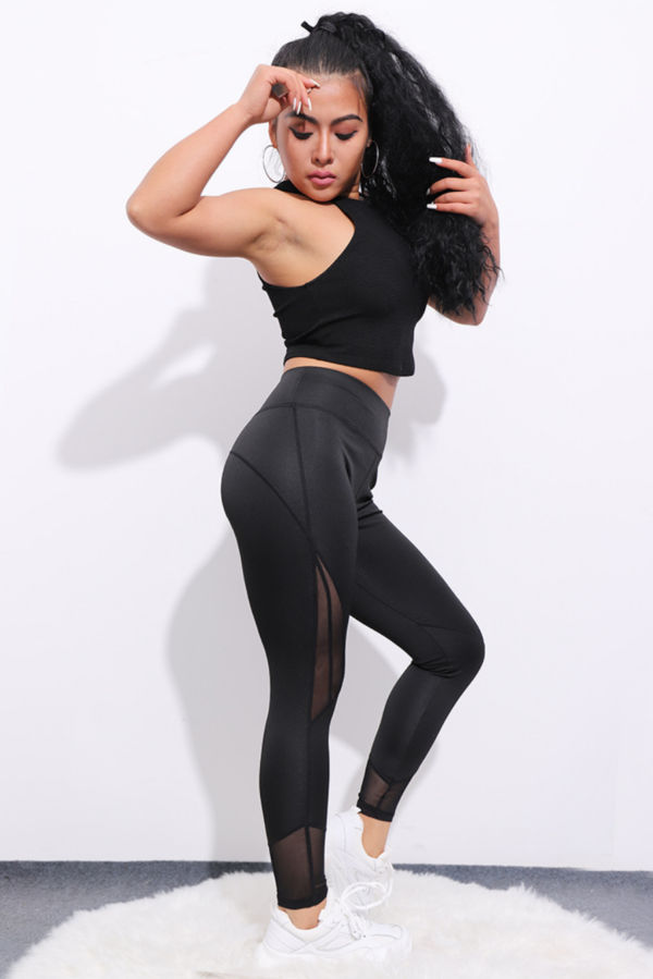 YSZD-0015, mesh leggings breathable buttock lift fitness ninth pants  tight waist training yoga clothes - Image 6