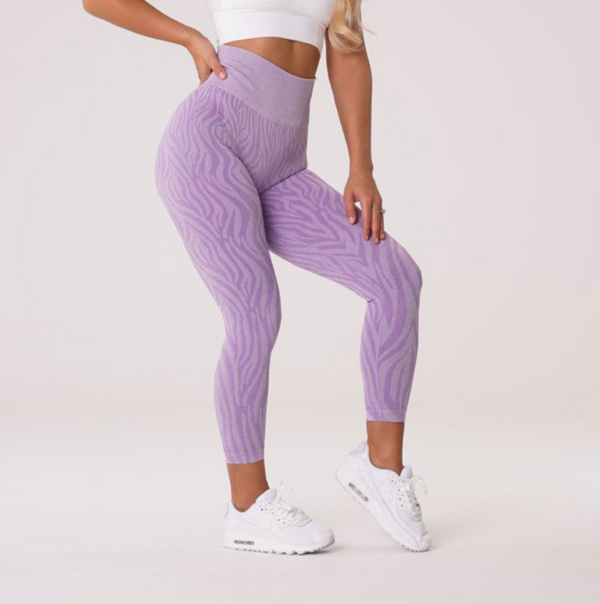YJBD-0019,European  Amazon zebra print yoga pants seamless knit outdoor workout pants high waist female leggings - Image 5