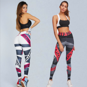 YSZD-0020,European Amazon hot selling digital printed pants geometric stripe letters yoga fitness lady leggings