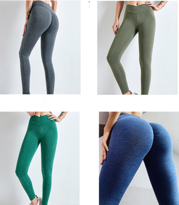 YJBD-0025,American buttock yoga pants seamless knitted high waist stretch tights running outdoor fitness women pants - Image 3