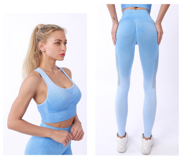 YJBD-0032,factory wholesale Europe hollow out yoga suit women leggings outdoor sports fitness suit - Image 6