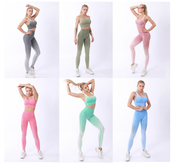 YJBD-0032,factory wholesale Europe hollow out yoga suit women leggings outdoor sports fitness suit - Image 4