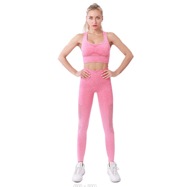 YJBD-0032,factory wholesale Europe hollow out yoga suit women leggings outdoor sports fitness suit - Image 8
