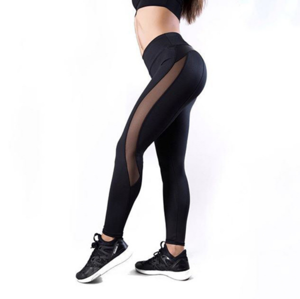 YSZD-0034,Spot goods manufacturers black imitation leather stitching yoga pants exercise fitness slim buttock women leggings - Image 8