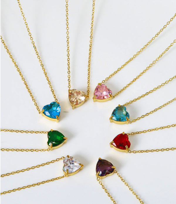 GSJS-0001,titanium steel simple zircon heart shaped stainless steel ladies non fading necklace