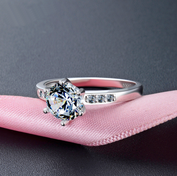 GYJS-0001,factory 925 sterling silver classic imitation diamond girl ring - Image 4