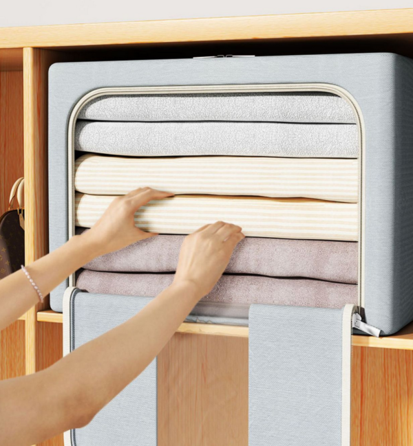 ZZCD-0001, factory solid color Oxford cloth steel frame box collapsible clothes storage bin - Image 4