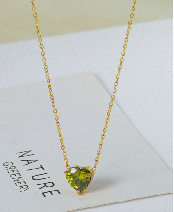 GSJS-0001,titanium steel simple zircon heart shaped stainless steel ladies non fading necklace - Image 3