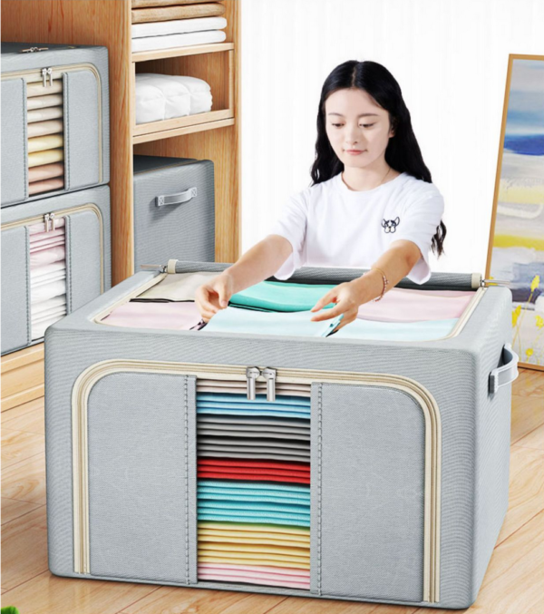 ZZCD-0001, factory solid color Oxford cloth steel frame box collapsible clothes storage bin