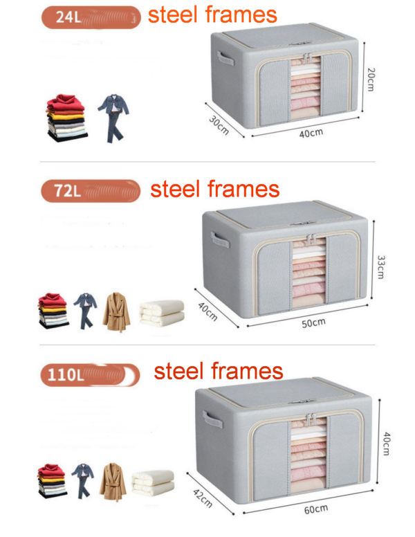 ZZCD-0001, factory solid color Oxford cloth steel frame box collapsible clothes storage bin - Image 2
