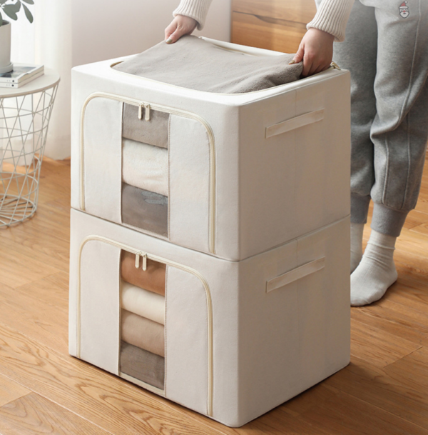 ZZCD-0002,wholesale cotton linen thickened moisture-proof steel frame folding storage box