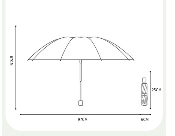 YPRS-0002, factory sun umbrella UV protection portable foldable stylish fashionable sun shading triple folding umbrella - Image 8