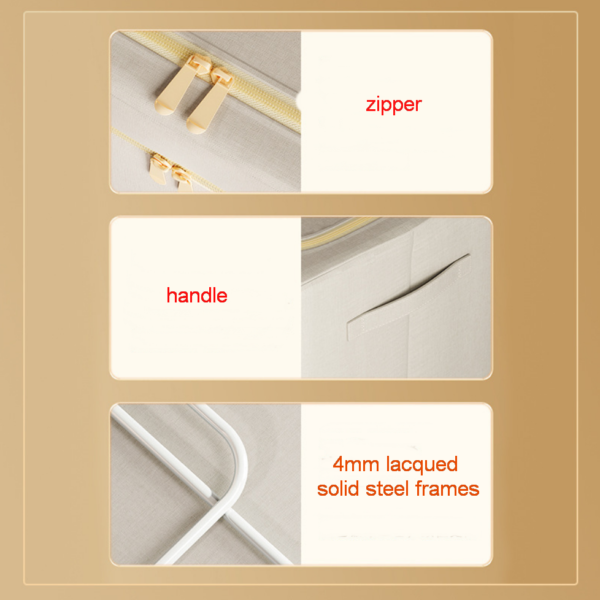 ZZCD-0002,wholesale cotton linen thickened moisture-proof steel frame folding storage box - Image 7