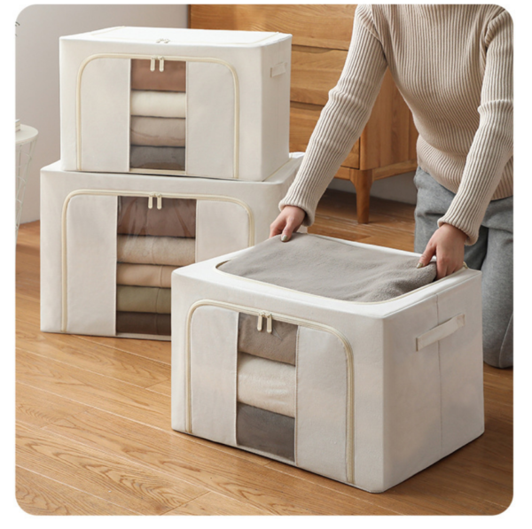 ZZCD-0002,wholesale cotton linen thickened moisture-proof steel frame folding storage box - Image 6