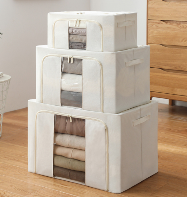 ZZCD-0002,wholesale cotton linen thickened moisture-proof steel frame folding storage box - Image 5
