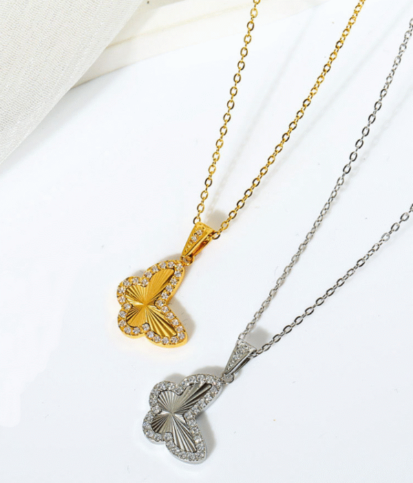 GSJS-0002,best selling butterfly heart shaped titanium steel stainless steel non fading ladies necklace - Image 4