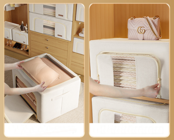 ZZCD-0002,wholesale cotton linen thickened moisture-proof steel frame folding storage box - Image 9