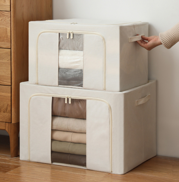 ZZCD-0002,wholesale cotton linen thickened moisture-proof steel frame folding storage box - Image 2