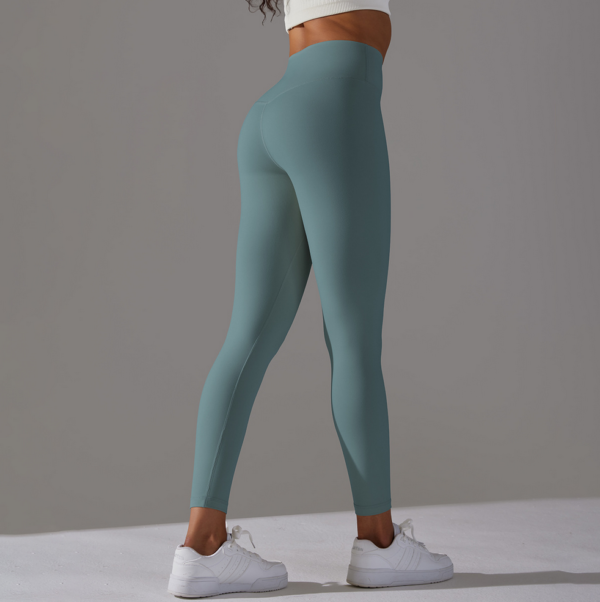 YYBD-0026,double-sided brushed nude Breathable Yoga niners High-waisted hip lift Peach skinny sports pants - Image 3