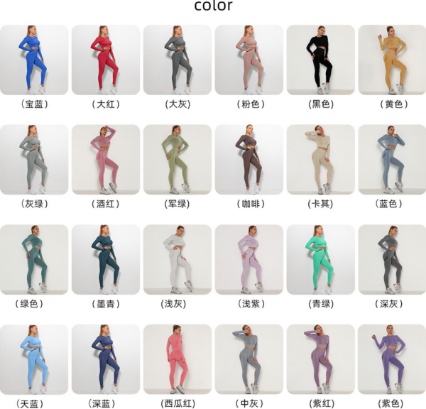 YYBD-0029,seamless yoga suit women high waist peach tight sports long sleeve fitness yoga pants - Image 6
