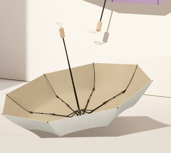 YPRS-0003, factory wooden handle sunshade umbrella  both rain and shine  advertising  triple folding umbrella - Image 8
