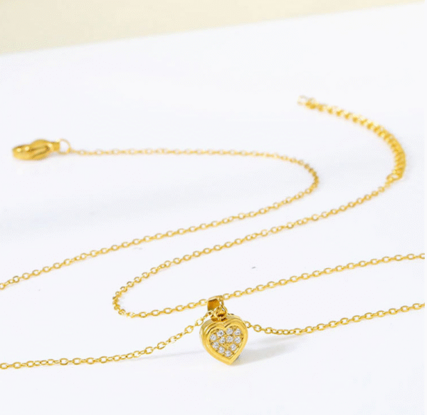 GSJS-0003,wholesale diamond embedded zircon  heart shaped women non fading collarbone chain titanium steel stainless steel  necklace - Image 7