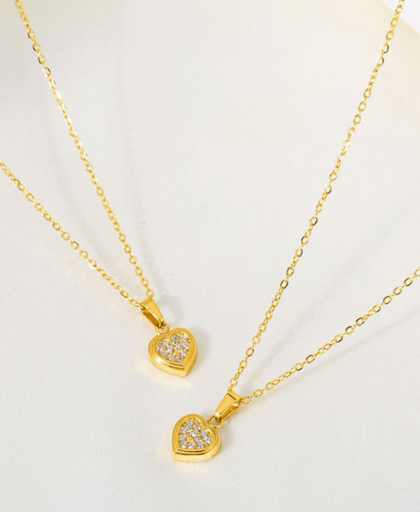GSJS-0003,wholesale diamond embedded zircon  heart shaped women non fading collarbone chain titanium steel stainless steel  necklace - Image 6