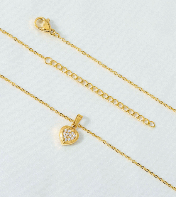 GSJS-0003,wholesale diamond embedded zircon  heart shaped women non fading collarbone chain titanium steel stainless steel  necklace - Image 4