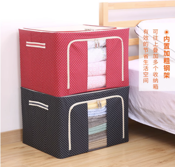 ZZCD-0003,factory hot selling oxford cloth  folding  steel frame  large capacity clothing quilts storage  bin - Image 2