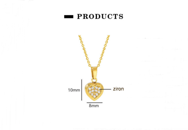 GSJS-0003,wholesale diamond embedded zircon  heart shaped women non fading collarbone chain titanium steel stainless steel  necklace - Image 3