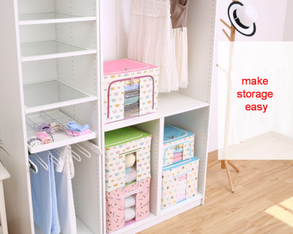 ZZCD-0003,factory hot selling oxford cloth  folding  steel frame  large capacity clothing quilts storage  bin - Image 8