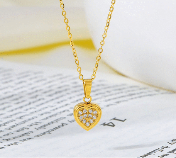 GSJS-0003,wholesale diamond embedded zircon  heart shaped women non fading collarbone chain titanium steel stainless steel  necklace - Image 2