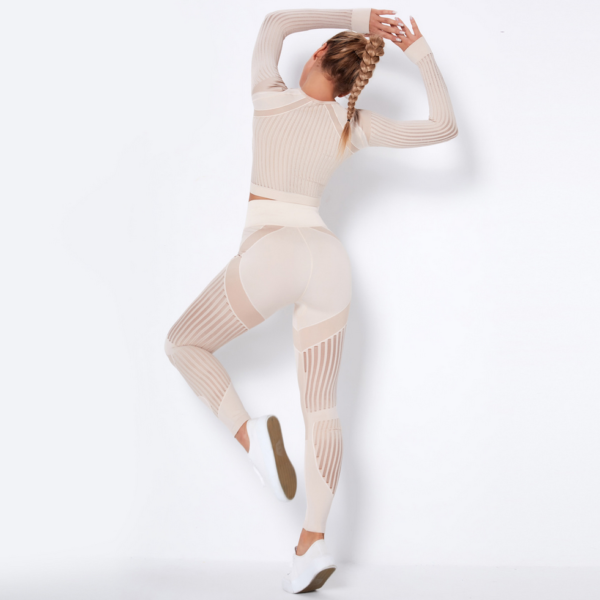 YYBD-0030,Europe seamless hollow moisture women long sleeve set clothing sports running yoga pants - Image 8