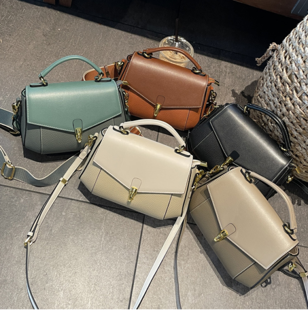 GTNB-0031,selling wholesale fashion casual cowhide women color contrast single shoulder handbag - Image 6