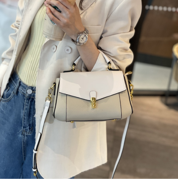 GTNB-0031,selling wholesale fashion casual cowhide women color contrast single shoulder handbag - Image 5