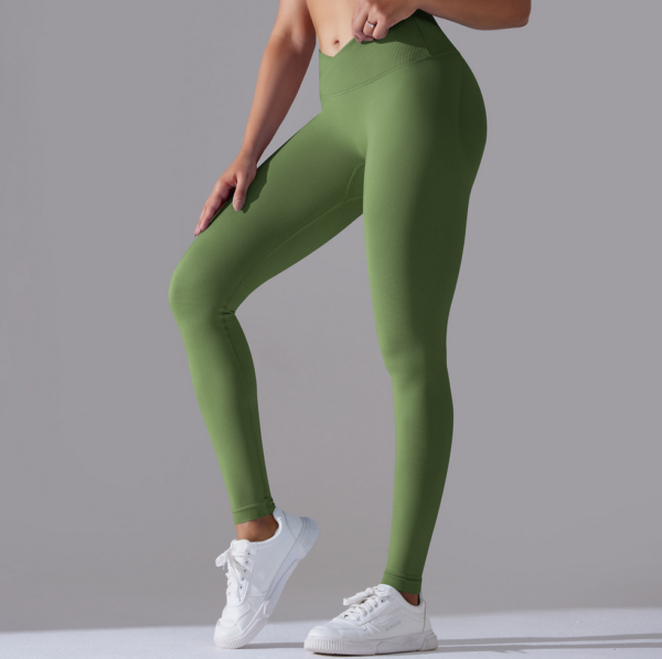 YYBD-0031,hot selling seamless knitting breathable cross waist peach hip women yoga fitness legging - Image 4